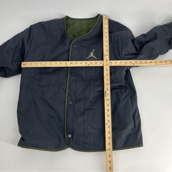Nike Air Jordan Jacket Mens Medium Black Green Flight Heritage Reversible Liner - Picture 11 of 13